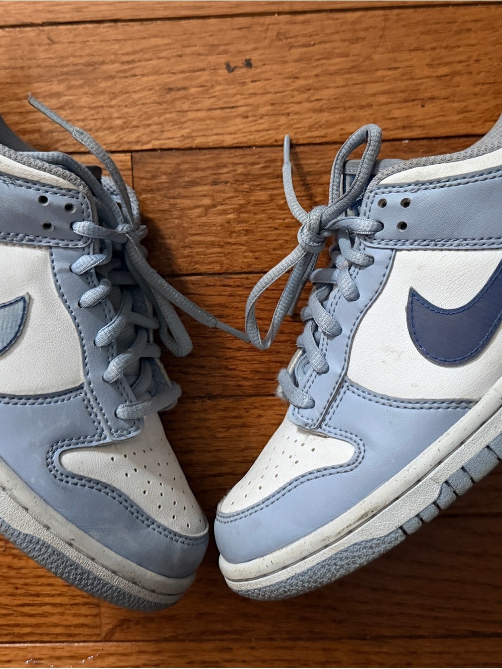 Nike Kids Light Blue and White High-Top Sneakers with Navy Swoosh